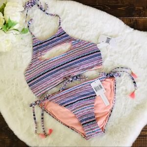 Ninety Five Degrees Stripe Multicolor Bikini Set, M (Top & Bottom)